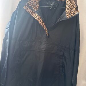 Lauren James Black Jacket with Leopard Print Collar